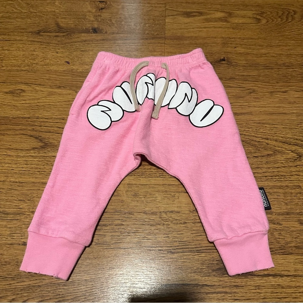 Nununu Pink Kids Bottoms size 3-6 months harem cotton cool unique baby girl lo